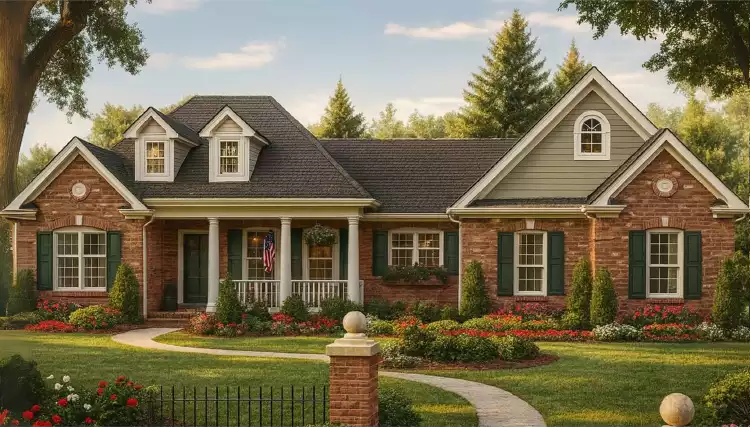 image of single story country house plan 1025