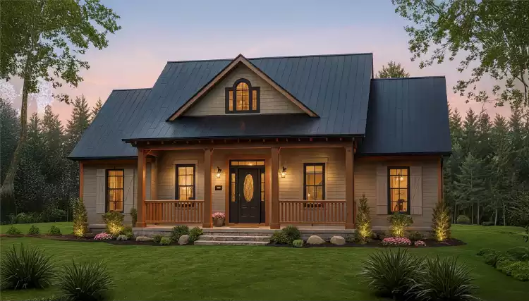 image of small modern farmhouse plan 11134