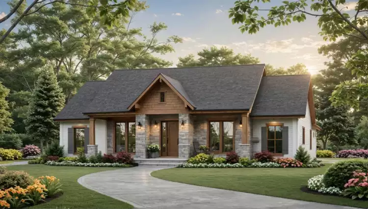 image of small modern farmhouse plan 11258