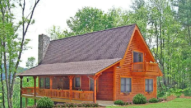 image of small log home plans with loft plan 7908