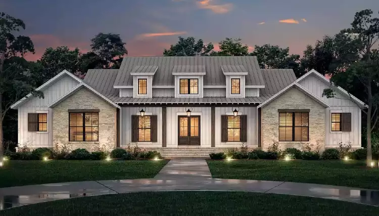 image of single story contemporary house plan 11495