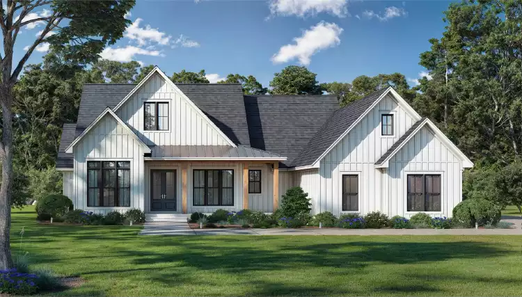 image of single story farmhouse plans with porches plan 11920