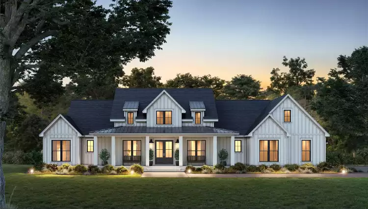 image of single story modern farmhouse plan 11978