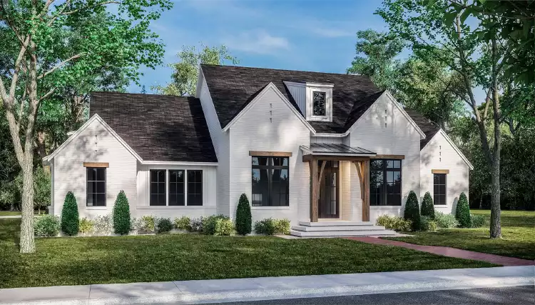 image of single story modern farmhouse plan 12051