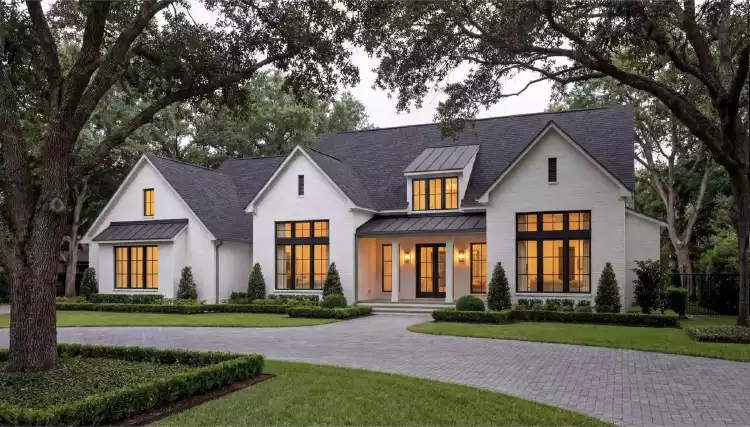 image of single story modern farmhouse plan 12279