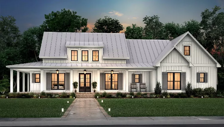 image of single story farmhouse plans with porch plan 4382