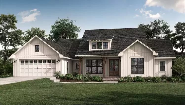 image of single story modern farmhouse plan 4685