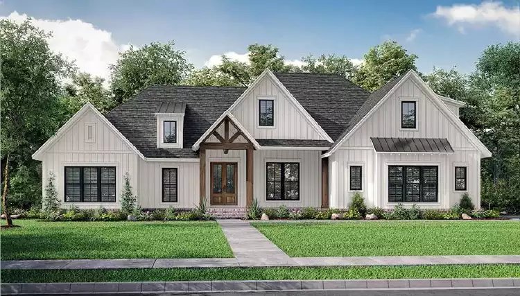 image of single story farmhouse plans with porch plan 7281