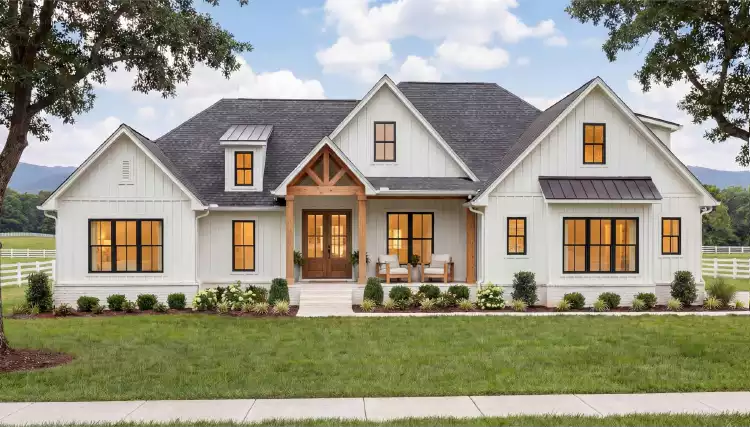 image of single story modern farmhouse plan 7281