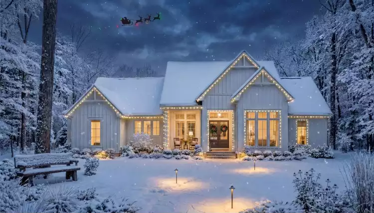 image of single story ranch house plan 9374