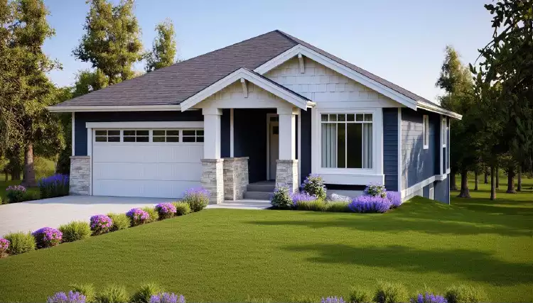 image of single story cottage house plan 10705