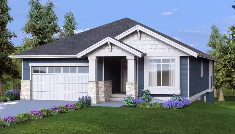 image of single story farmhouse plan 10705