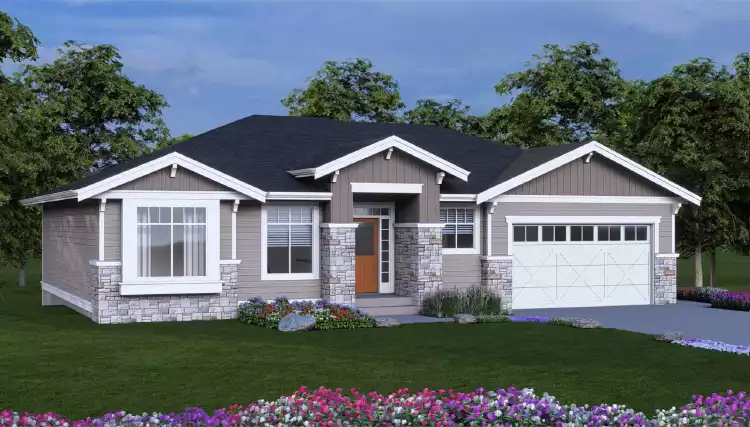 image of single story farmhouse plan 10706