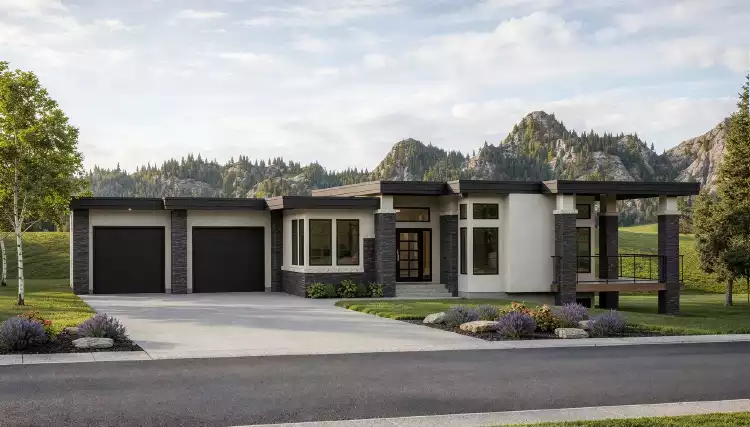 image of single story contemporary house plan 12372