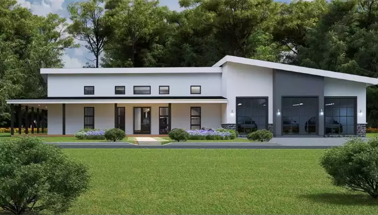 image of single story contemporary house plan 12519
