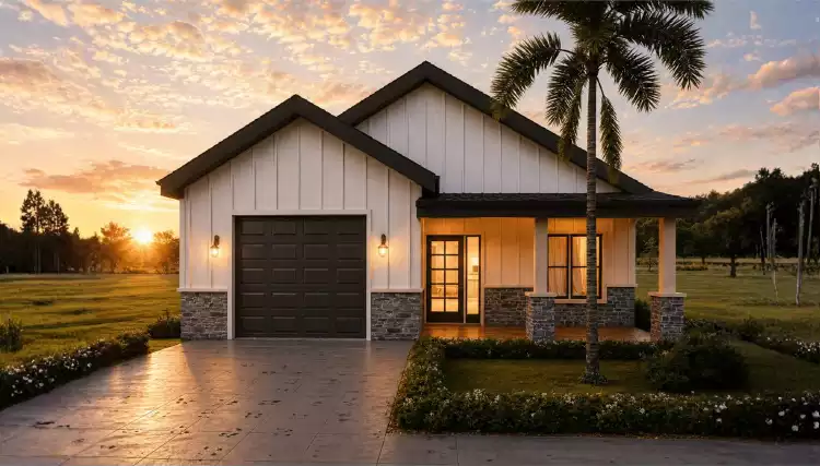 image of affordable modern farmhouse plan 12874