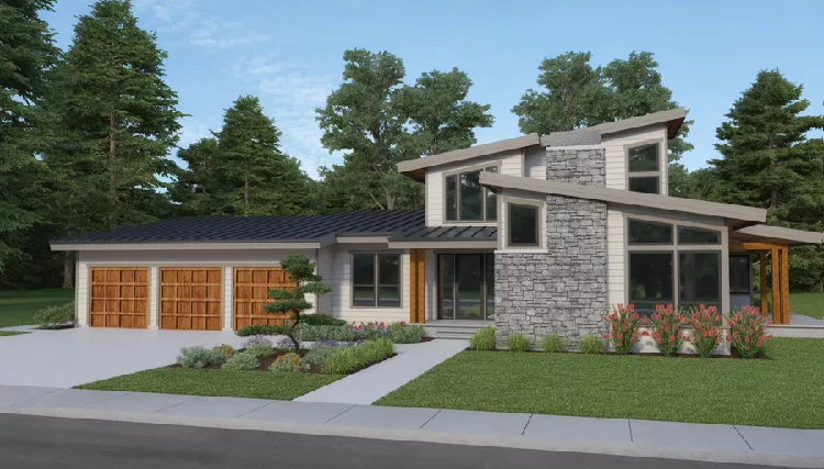 image of mid century modern house plan 8711