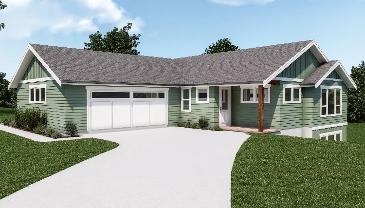 image of single story modern farmhouse plan 8757