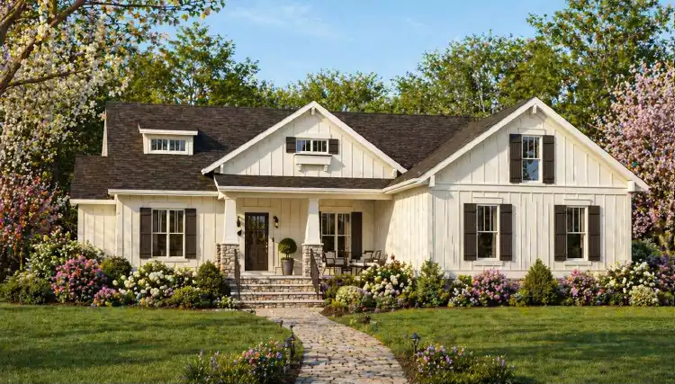image of single story craftsman house plan 1127
