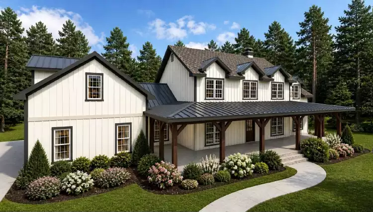 image of 2 story modern farmhouse plan 2019
