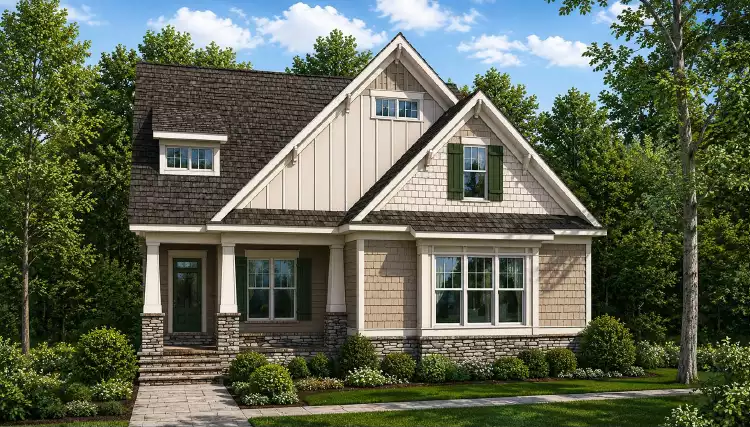 image of 2 story craftsman house plan 5829
