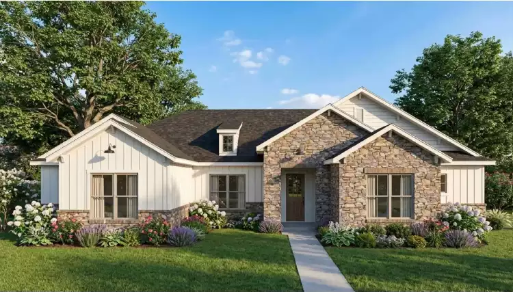 image of single story ranch house plan 10877