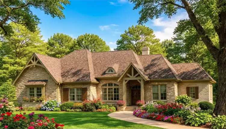 image of single story country house plan 2120