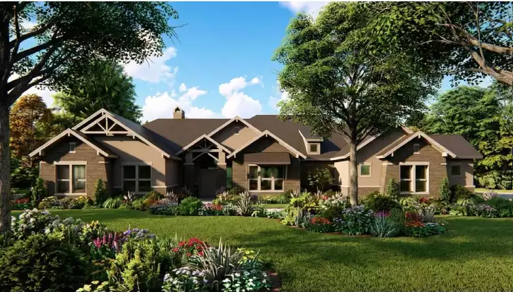 image of single story ranch house plan 2207