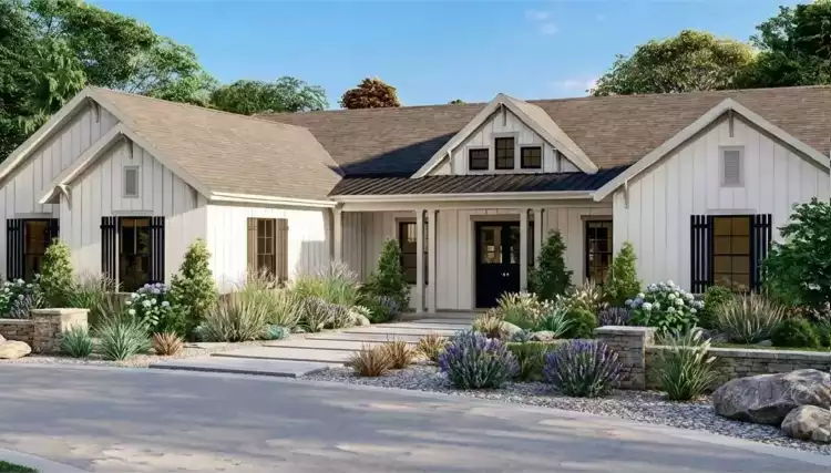 image of single story farmhouse plan 5018