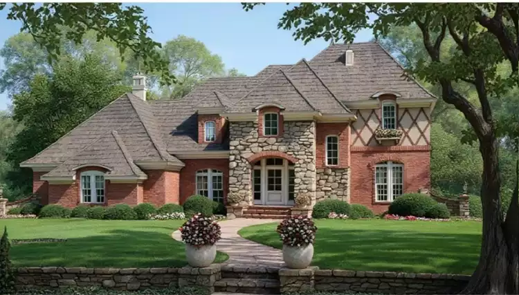 image of 2 story mediterranean house plan 8390