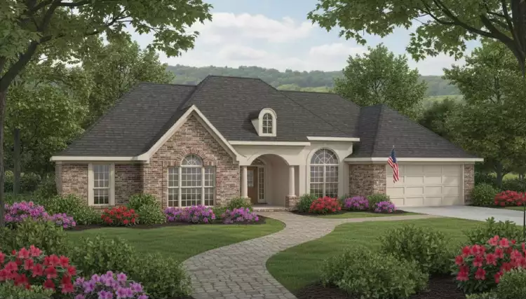 image of single story traditional house plan 8394