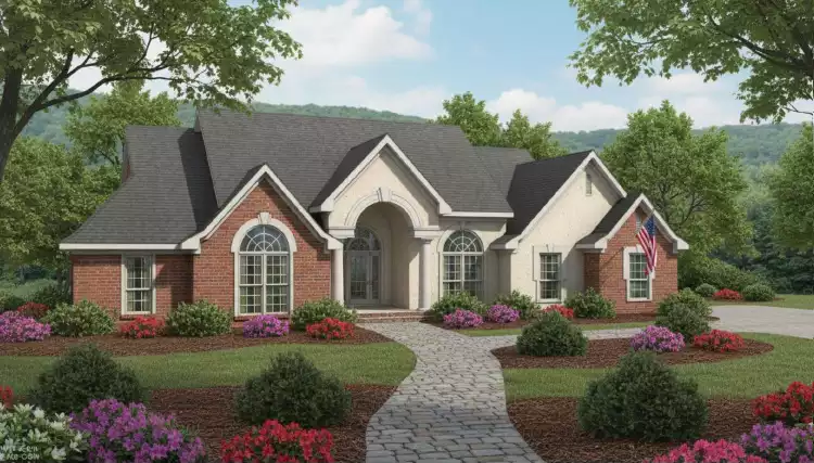 image of single story traditional house plan 8476