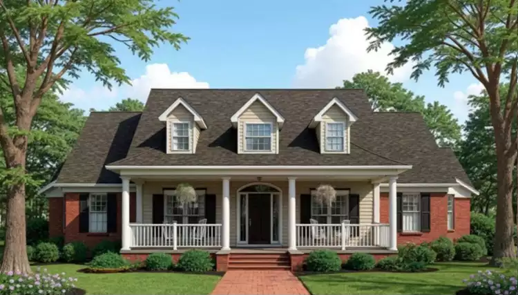 image of single story farmhouse plan 8481