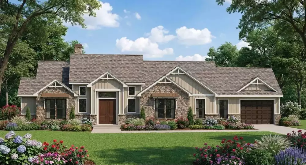 image of side entry garage house plan 8755