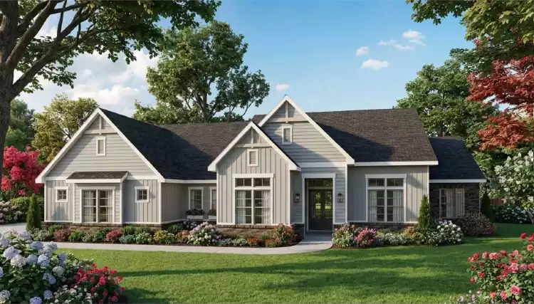 image of single story traditional house plan 9654