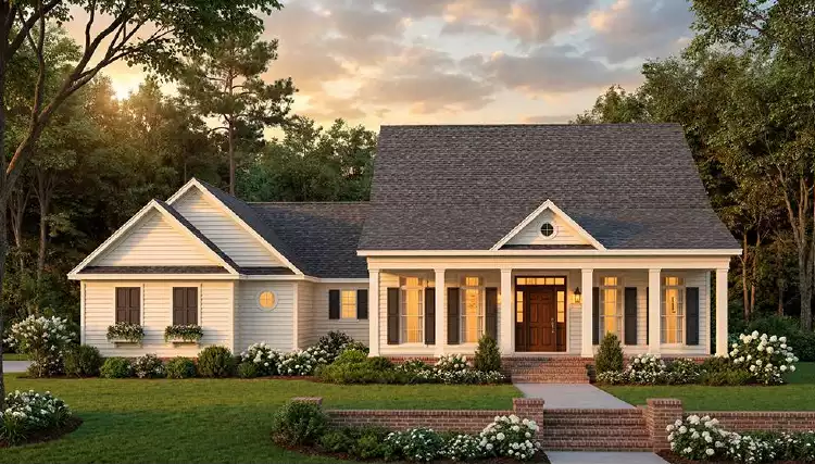 image of single story colonial house plan 3501