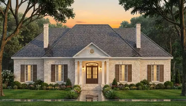 image of single story colonial house plan 3542