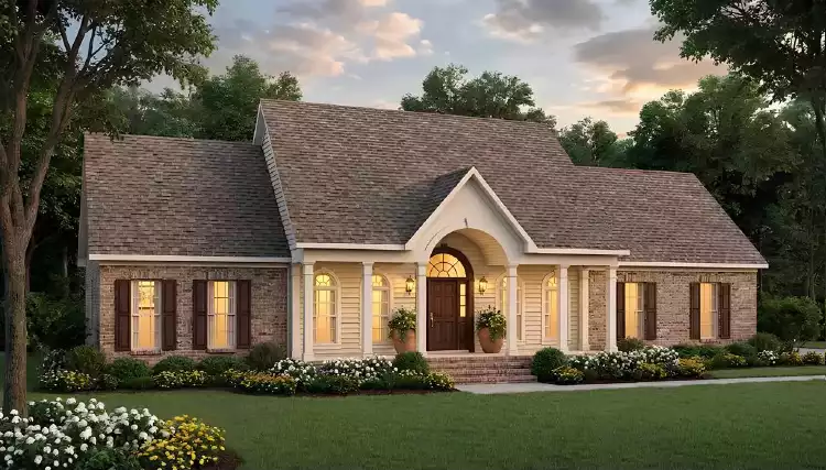 image of single story traditional house plan 3652