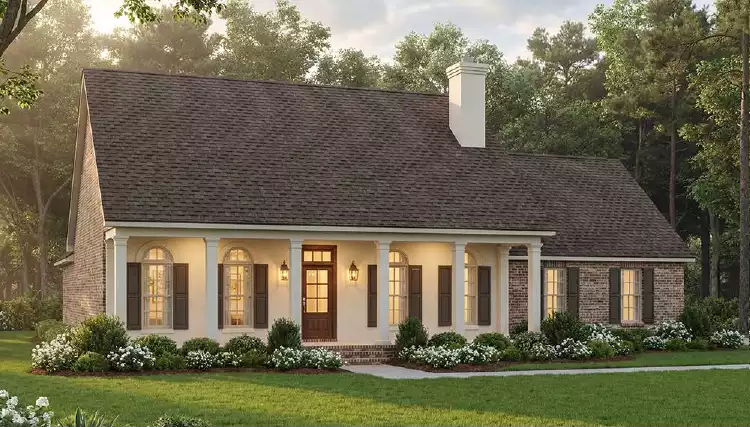 image of single story colonial house plan 3658