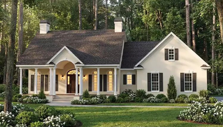 image of single story colonial house plan 3659