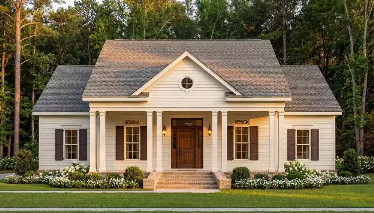 image of single story colonial house plan 3664