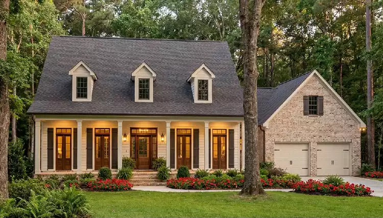 image of single story farmhouse plan 3678