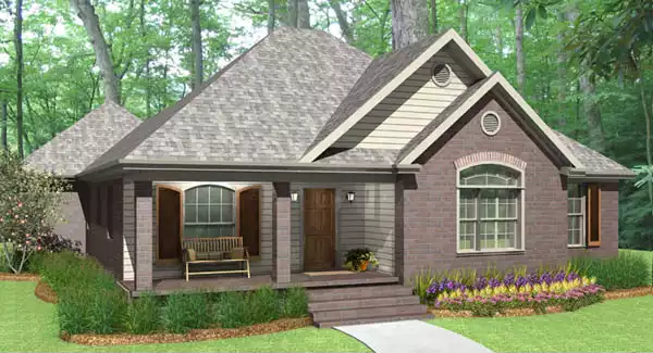 image of single story cottage house plan 7646