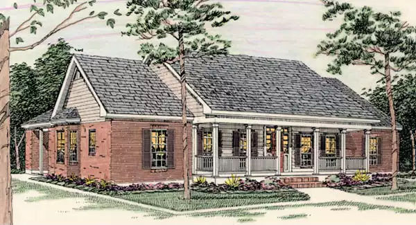image of single story country house plan 3453
