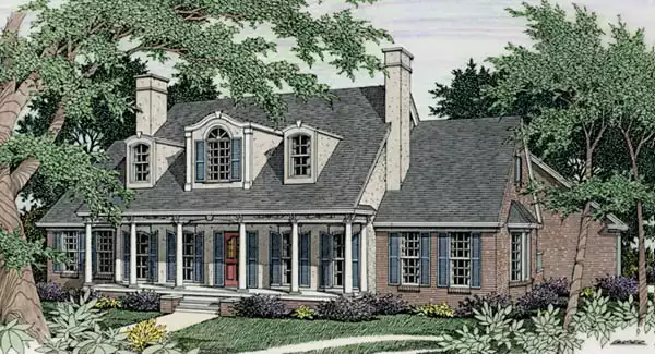 image of single story cottage house plan 3481