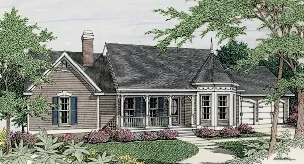 image of single story cottage house plan 3508