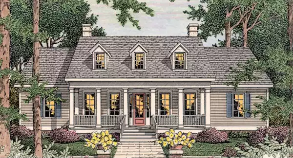 image of single story farmhouse plan 3622