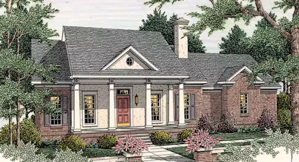 image of single story cottage house plan 3657