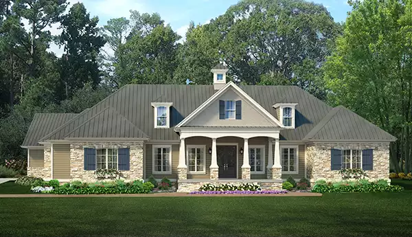 image of large ranch house plan 3096
