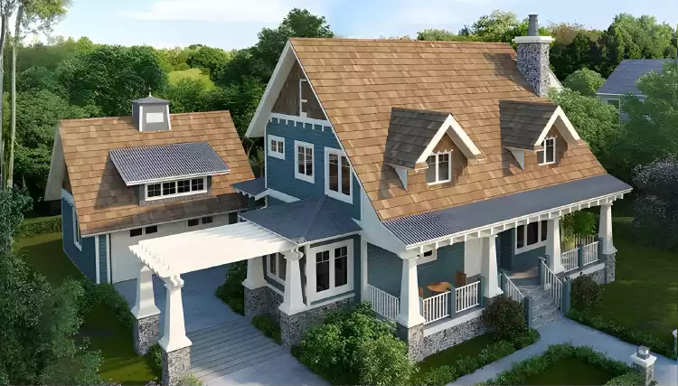 image of 2 story bungalow house plan 1953